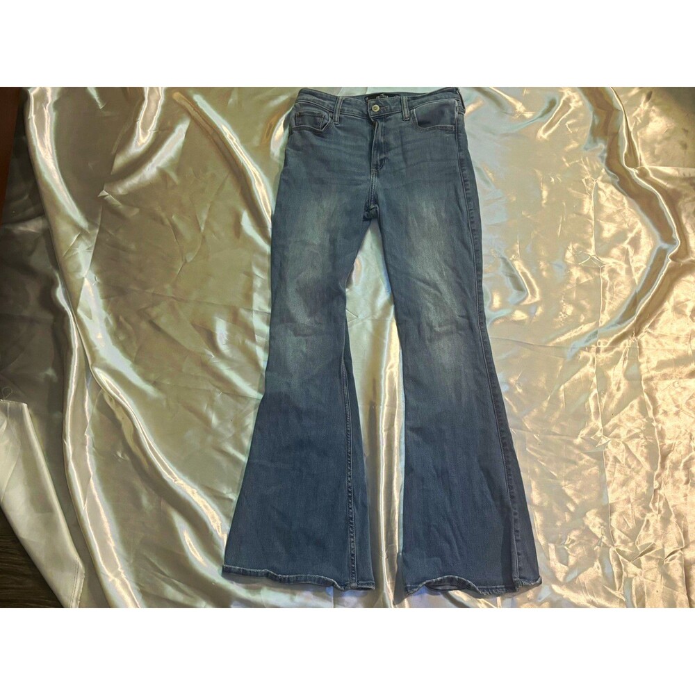 Hollister High-Rise Flare Jeans Women's Size 6R W28R Blue Soft Stretch Denim